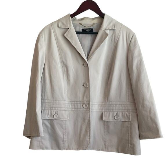 Talbots Women Petite Jacket Long Sleeve‎ Stretch Cream Classic Career Blazer - Picture 1 of 12